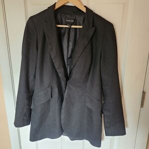 Focus 2000 Elegant Black Linen Blend Size 6 Long Jacket